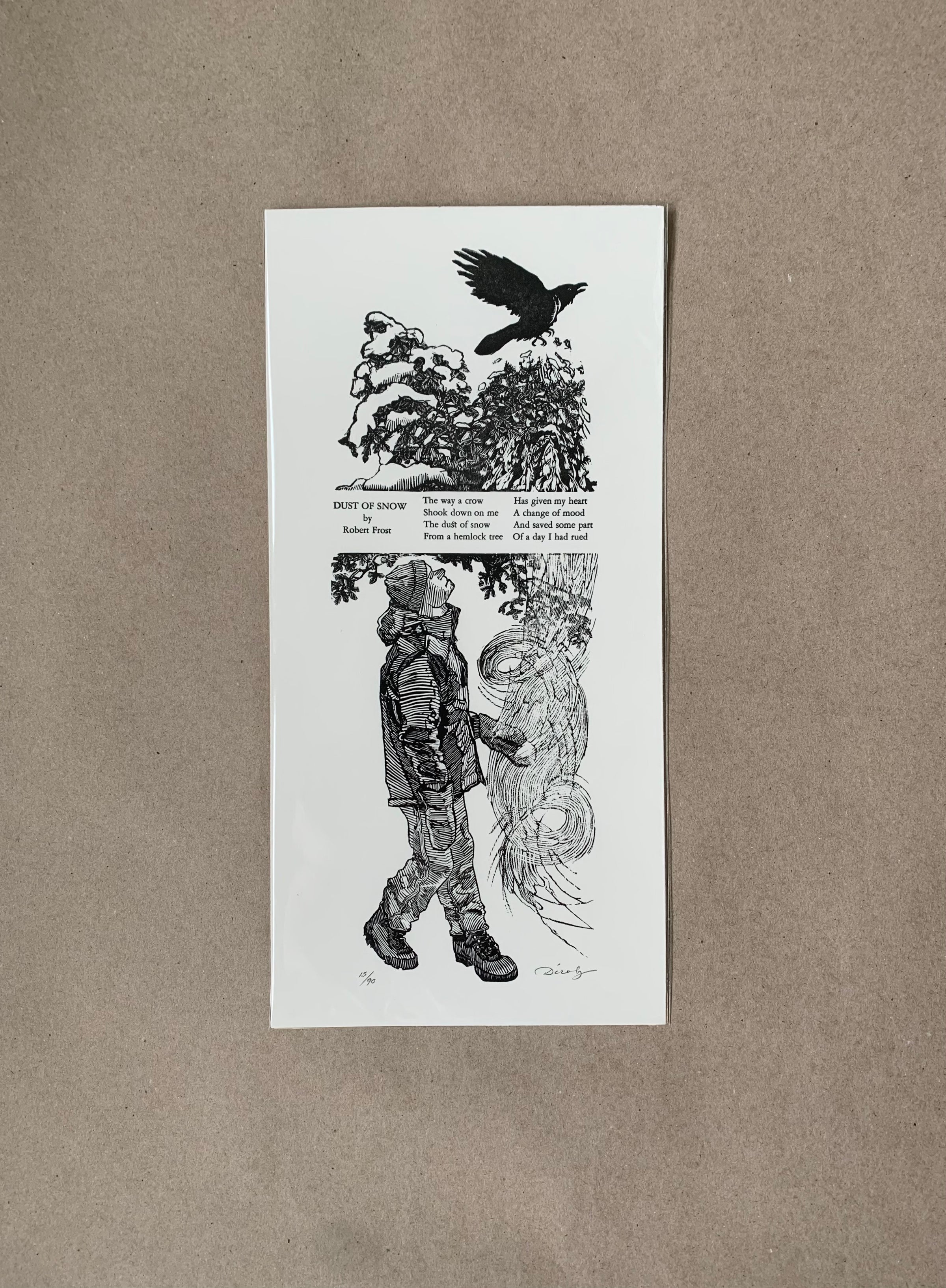 hemlock tree with snow drawing
